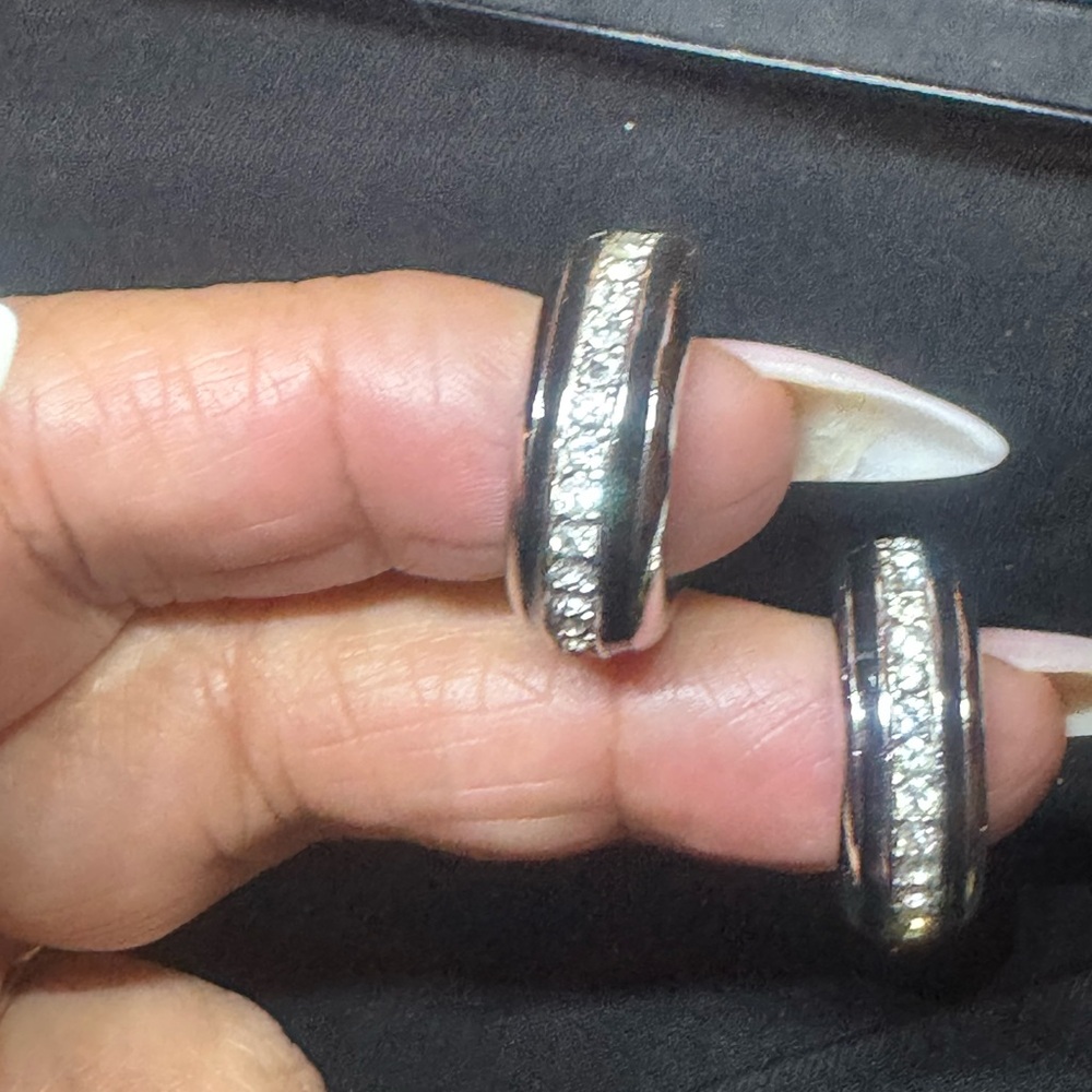 Vintage Givenchy Black and Diamonds Chunky Hoops